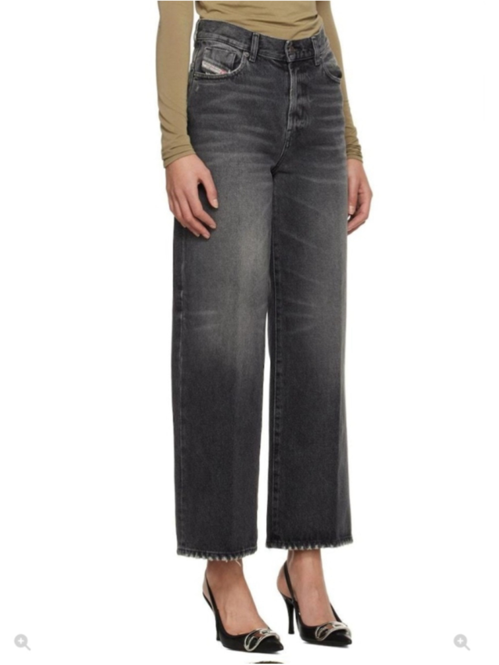 Diesel 2000 wide grey black cropped wide leg minimalist Y2K style baggy jeans 27